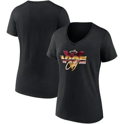 Miami Heat Fanatics Branded Women's Hometown Collection Vice City V-Neck T-Shirt - Black