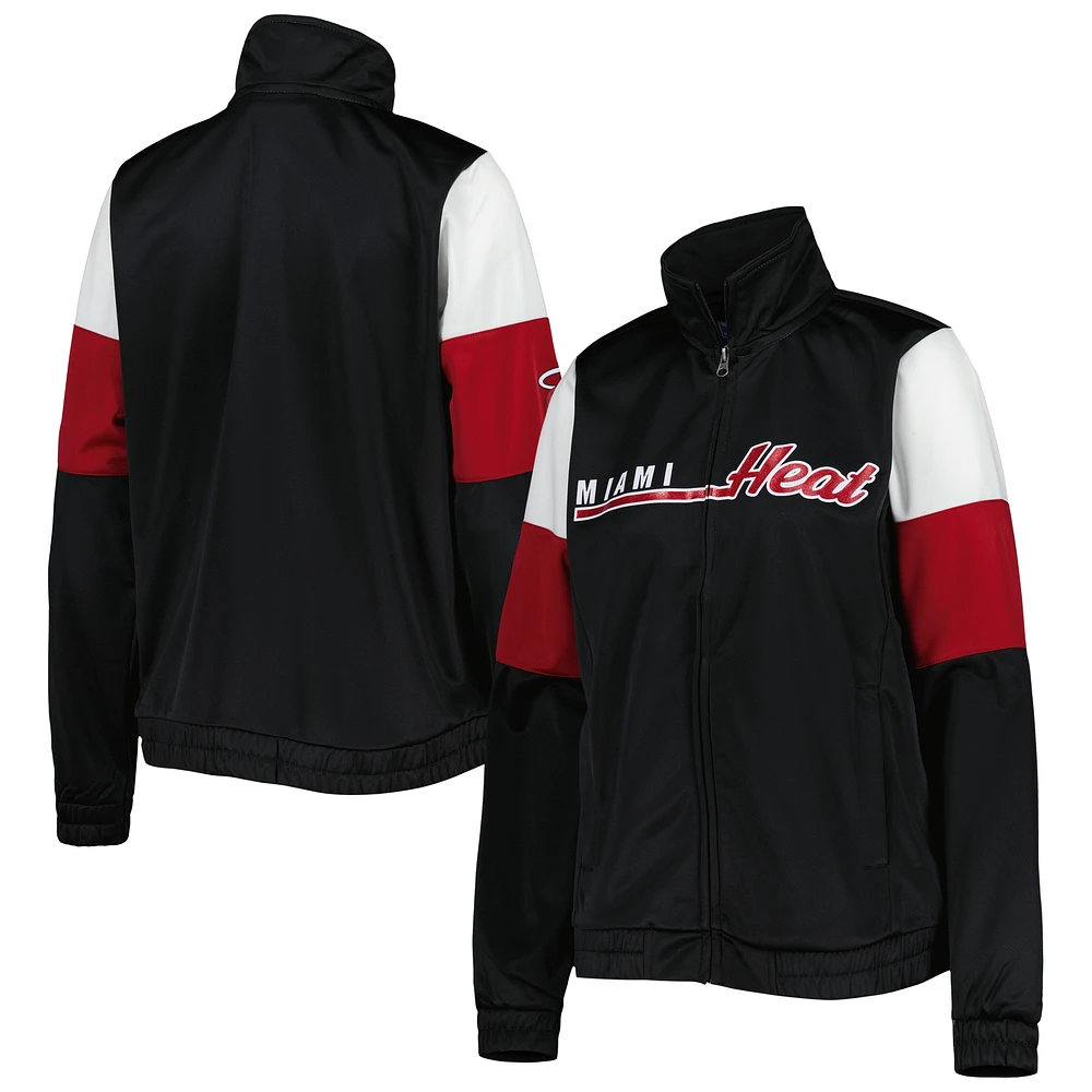 Women's G-III 4Her by Carl Banks Black Miami Heat Change Up Full-Zip Track Jacket