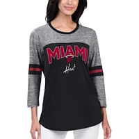 T-shirt à manches 3/4 G-III 4Her par Carl Banks pour femmes, noir, Miami Heat Play the Game