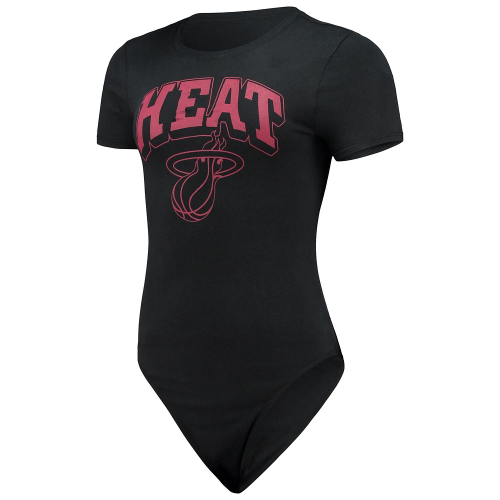 Women's Junk Food Black Miami Heat Bodysuit