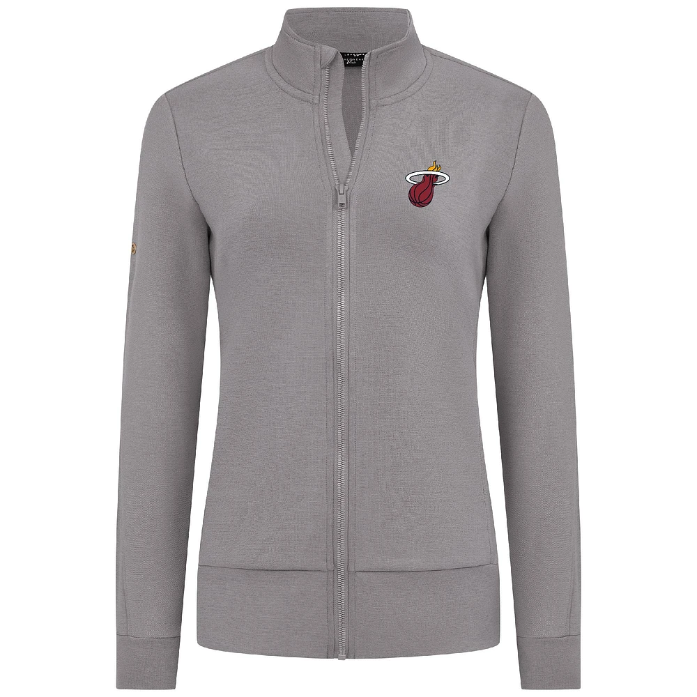 Veste zippée intégrale grise Miami Heat Shine pour femme Levelwear