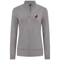 Veste zippée intégrale grise Miami Heat Shine pour femme Levelwear