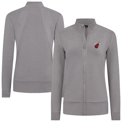 Veste zippée intégrale grise Miami Heat Shine pour femme Levelwear