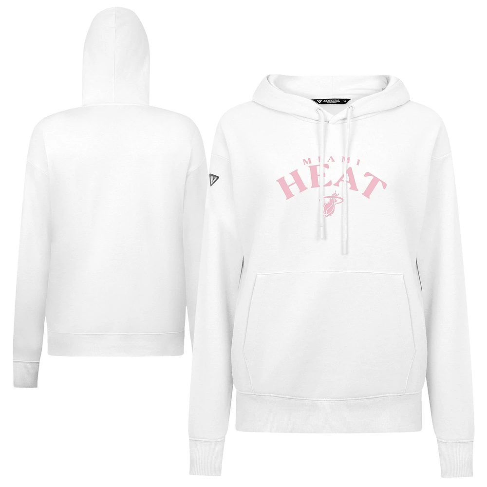 Women's Levelwear  White Miami Heat Mother's Day Adorn Arched Pullover Hoodie