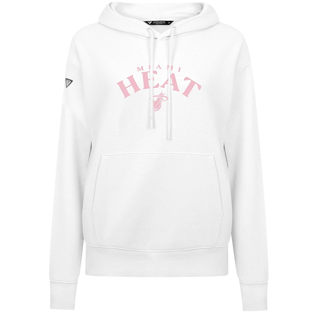 Women's Levelwear  White Miami Heat Mother's Day Adorn Arched Pullover Hoodie