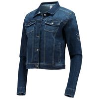 Women's Lusso Blue Miami Heat Georgie Swarovski Crystals Button-Up Denim Jacket