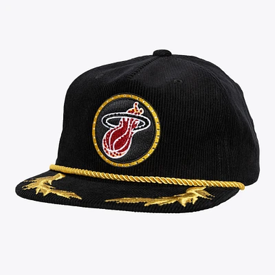 Women's Mitchell & Ness x DANNIJO Black Miami Heat Deadstock Cord Snapback Hat