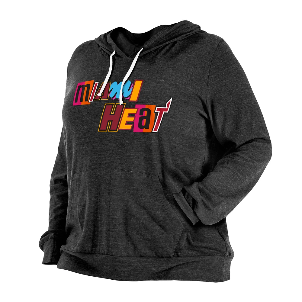 Women's New Era Black Miami Heat Plus 2022/23 City Edition Bi-Blend Long Sleeve Hoodie T-Shirt