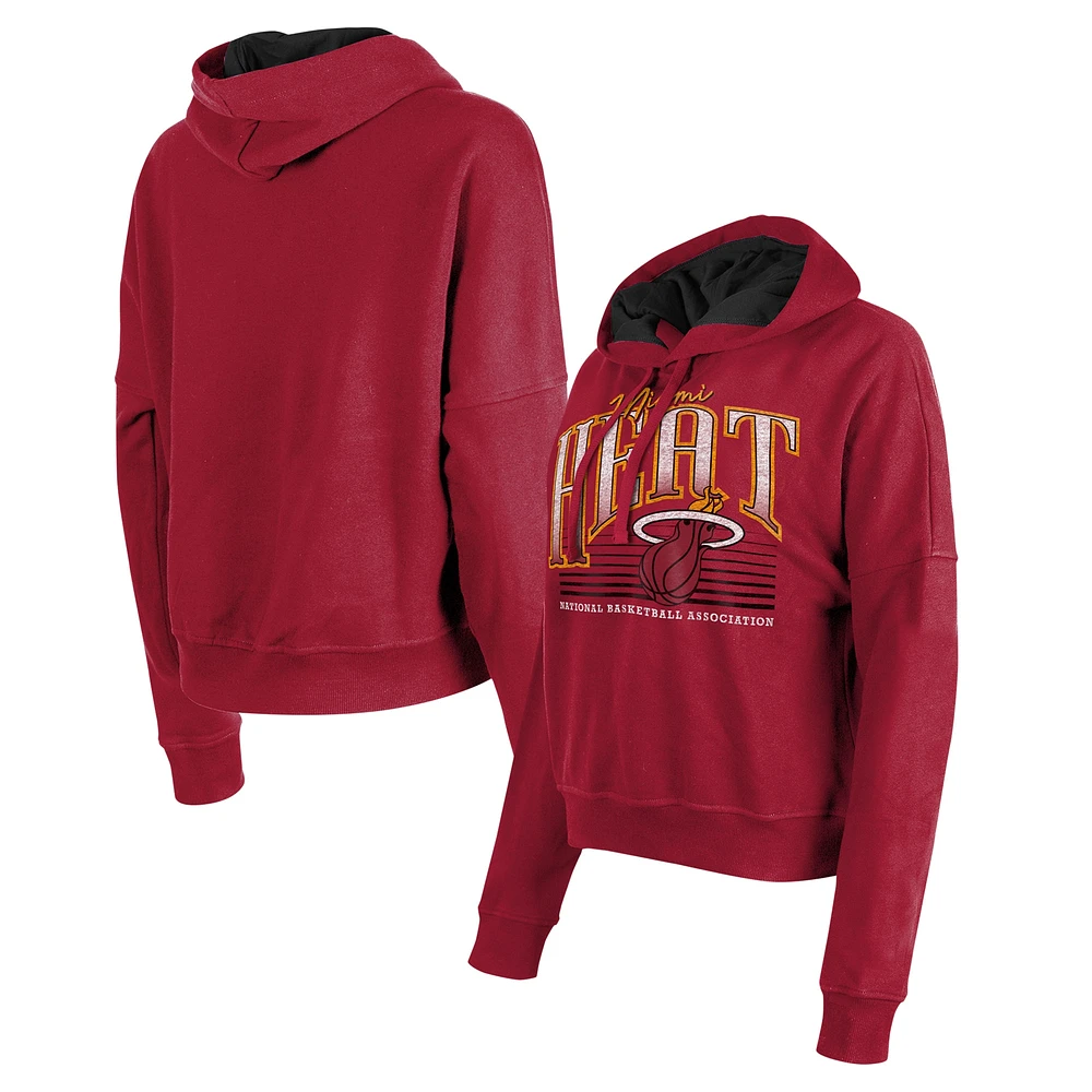 Women's New Era Red Miami Heat Boxy Pullover Hoodie