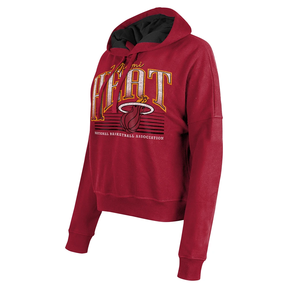 Women's New Era Red Miami Heat Boxy Pullover Hoodie