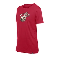 Women's New Era Red Miami Heat Glam Game Flower T-Shirt