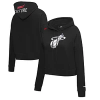 Sweat à capuche court Pro Standard noir Miami Heat 2023/24 City Edition pour femme