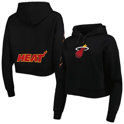 Miami Heat Pro Standard Women's Classic Fleece Cropped Pullover Hoodie - Black