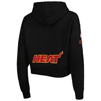 Women's Pro Standard Black Miami Heat Classic Fleece Cropped Pullover Hoodie