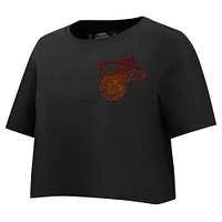 Women's Pro Standard Black Miami Heat Jewels Boxy Cropped T-Shirt