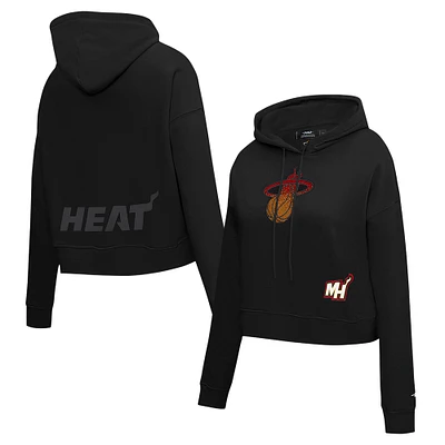 Women's Pro Standard Black Miami Heat Jewels Cropped Pullover Hoodie