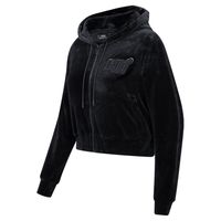 Women's Pro Standard Miami Heat Triple Black Velour Full-Zip Hoodie