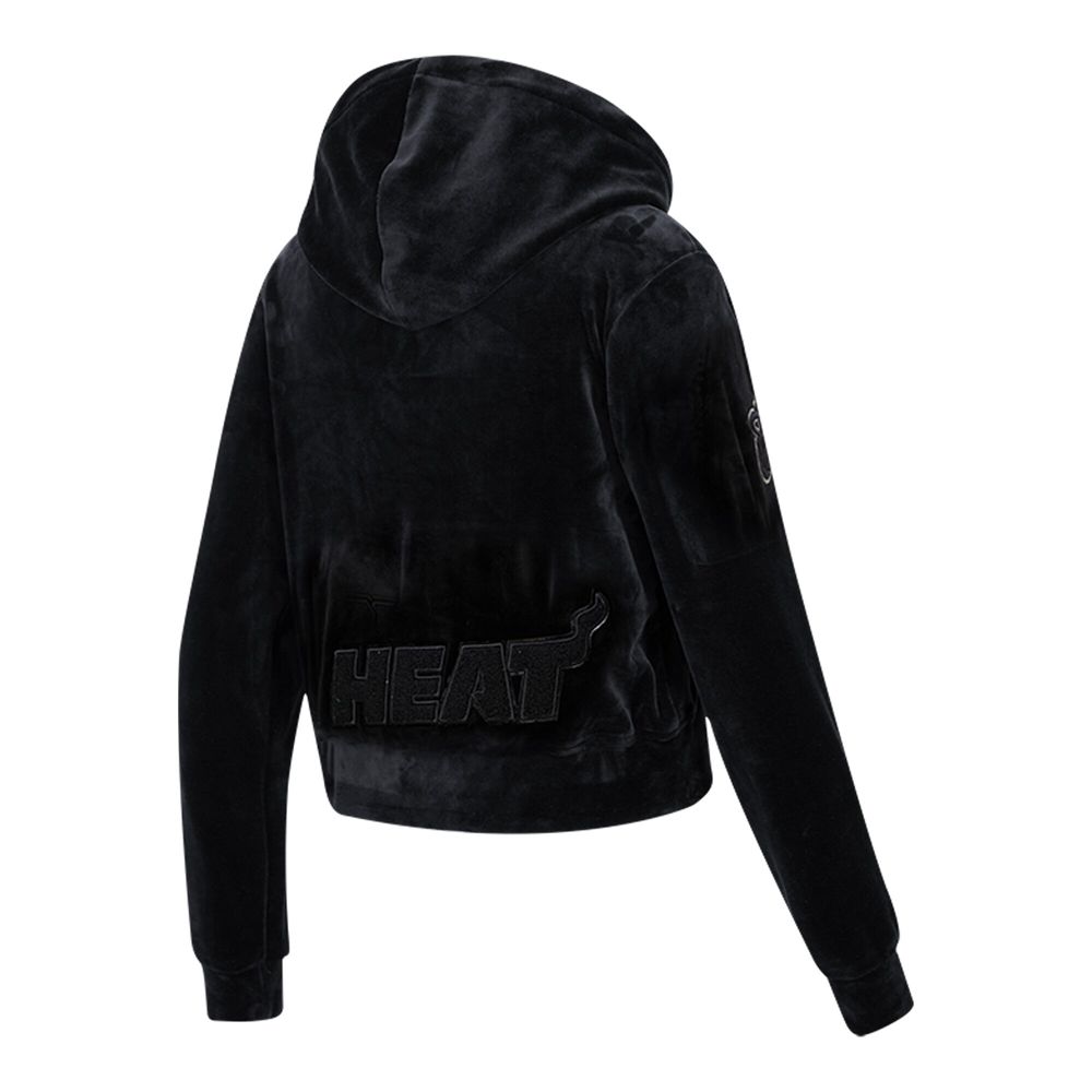 Women's Pro Standard Miami Heat Triple Black Velour Full-Zip Hoodie