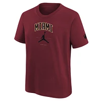 T-shirt rouge Essential Cities de la marque Jordan pour jeunes, Miami Heat