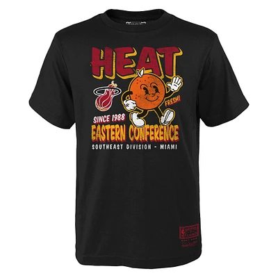 T-shirt noir Mitchell & Ness pour jeunes avec personnage de concession alimentaire Miami Heat