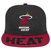 Youth Black/Red Miami Heat Backboard Embro Visor Snapback Hat