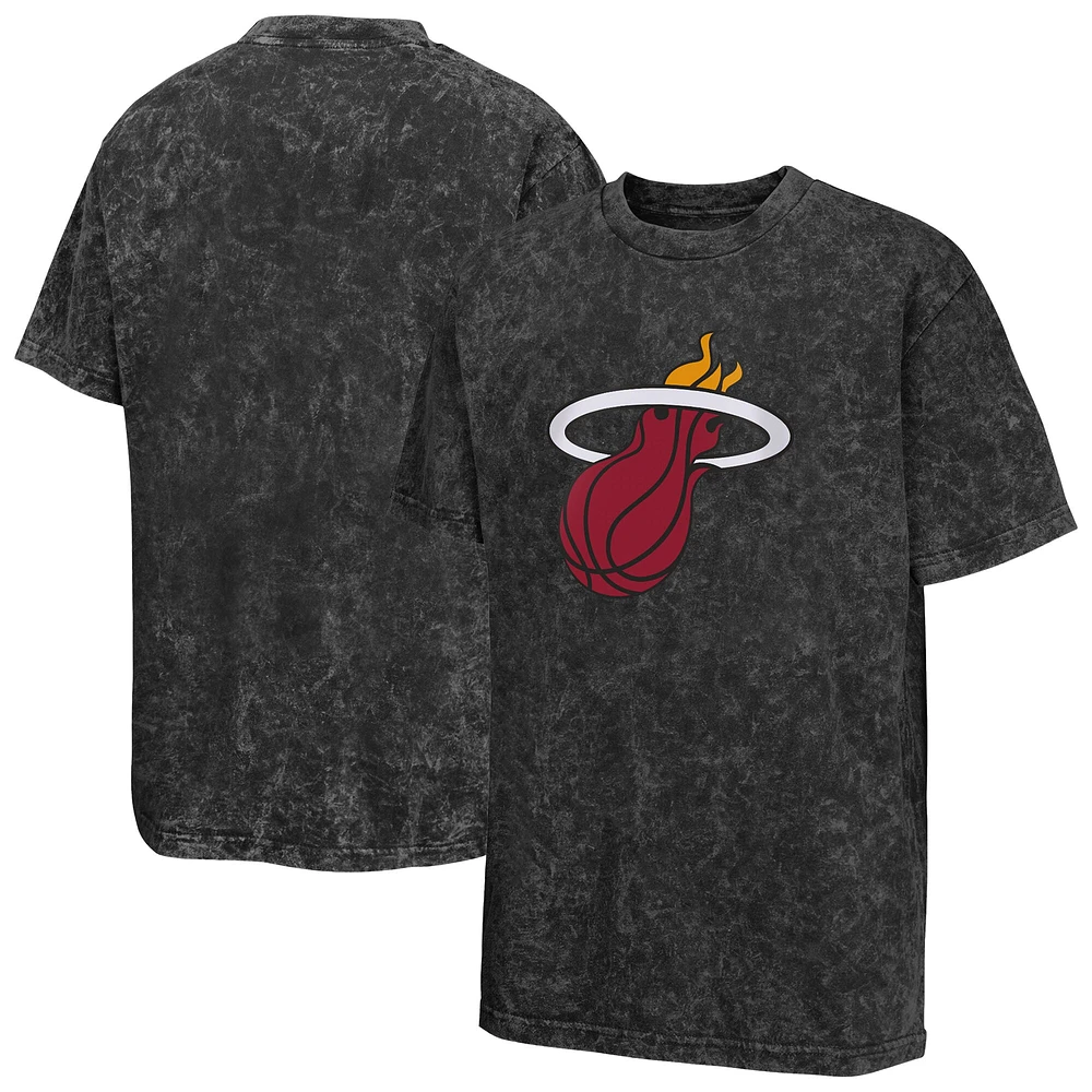 T-shirt noir robuste pour jeunes du Miami Heat