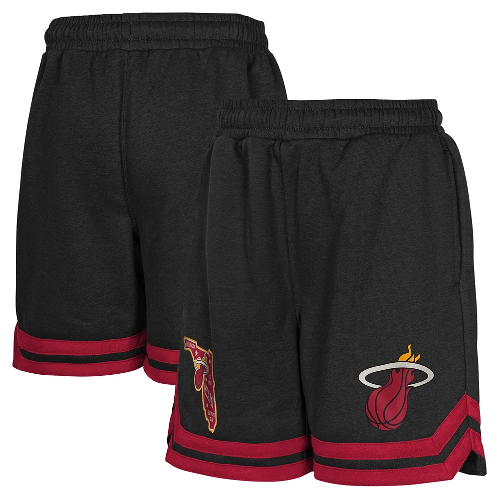 Youth Black Miami Heat Teardrop Fleece Shorts