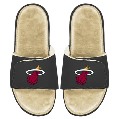 Miami Heat ISlide Youth Faux Fur Slide Sandals - Black/Tan