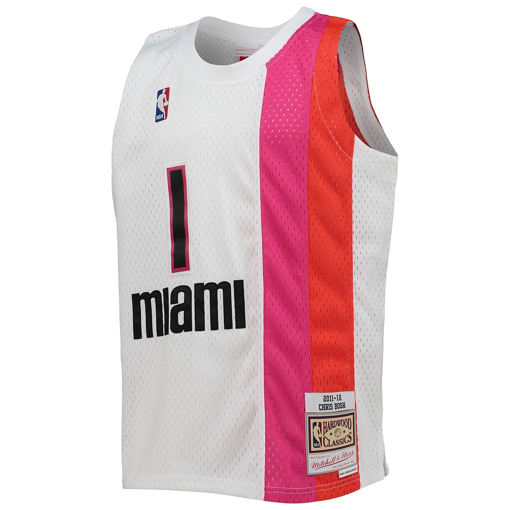 Youth Mitchell & Ness Chris Bosh White Miami Heat 2011/12 Hardwood Classics Swingman Jersey