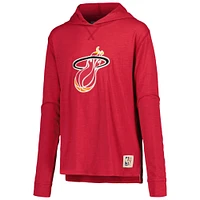 Youth Mitchell & Ness Red Miami Heat Hardwood Classics Legendary Slub Lightweight Pullover Hoodie