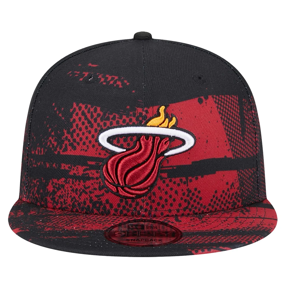 Youth New Era  Black Miami Heat Tip-Off 9FIFTY Snapback Hat