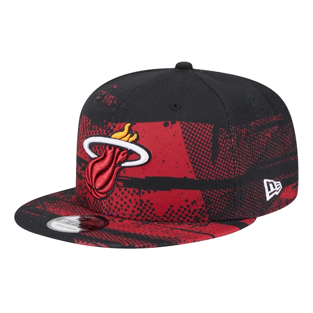 Youth New Era  Black Miami Heat Tip-Off 9FIFTY Snapback Hat