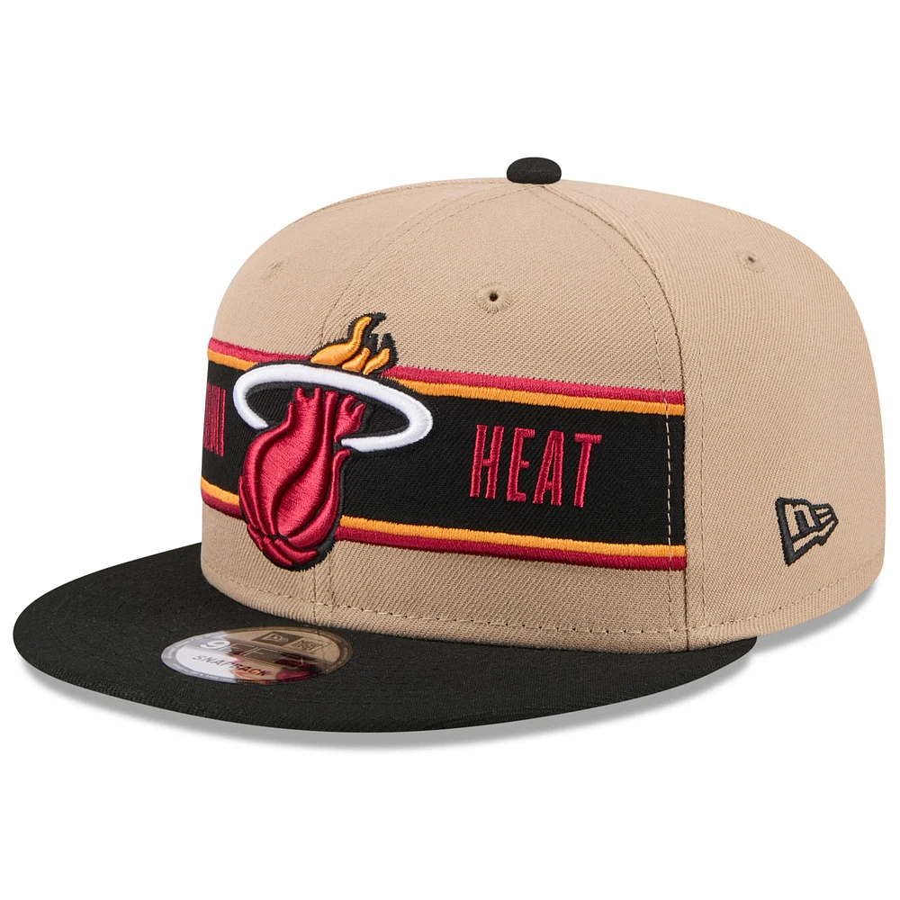 Casquette Snapback Miami Heat 2024 NBA Draft 9FIFTY New Era beige/noir pour jeune