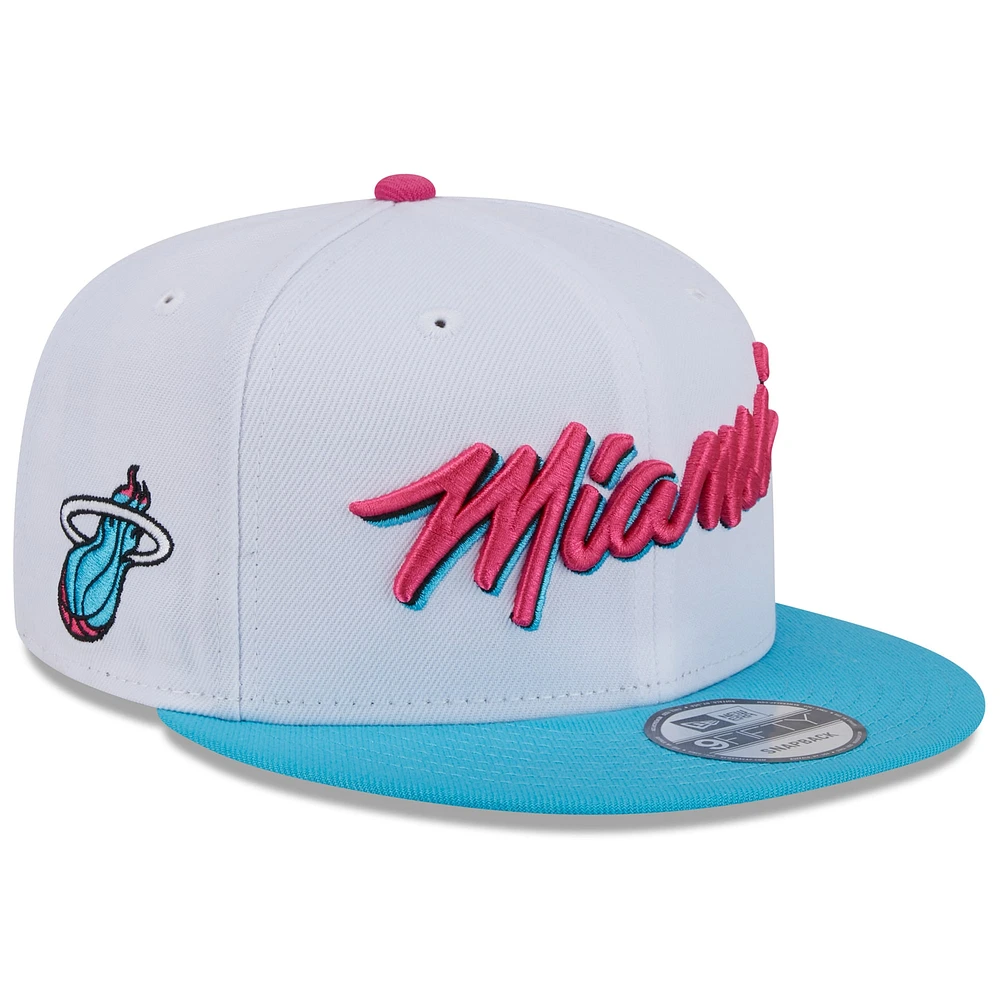 Youth New Era  White Miami Heat 2024/25 City Edition 9FIFTY Snapback Hat