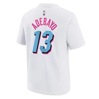 Youth Nike Bam Adebayo White Miami Heat 2024/25 City Edition Name & Number T-Shirt