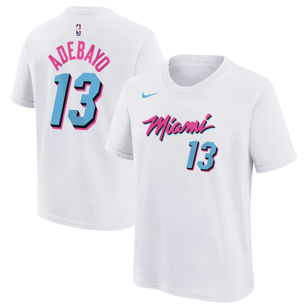 T-shirt Nike Bam Adebayo pour jeune, édition City 2024/25, blanc, avec nom et numéro, Miami Heat