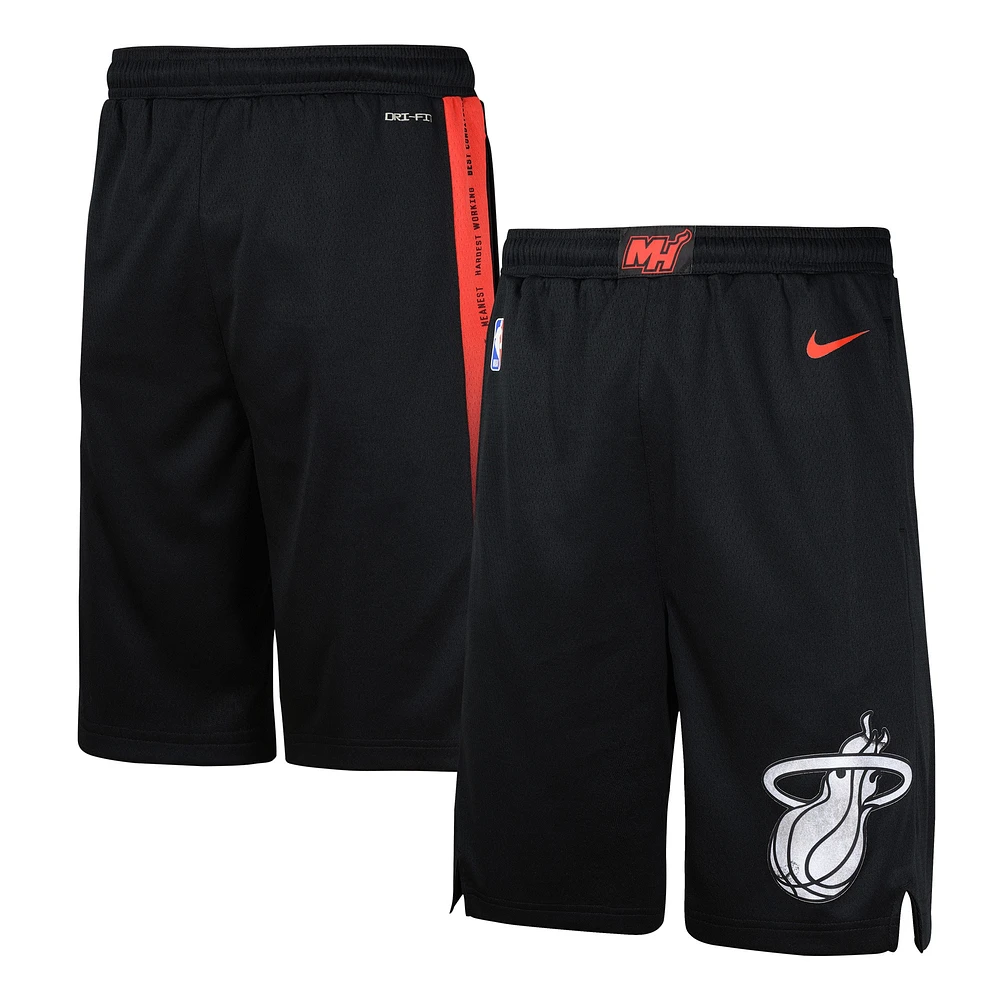 Short de performance Swingman Nike noir Miami Heat 2023/24 City Edition pour jeune