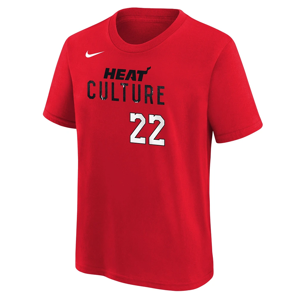 T-shirt Nike Jimmy Butler rouge pour jeune Miami Heat 2024/25 City Edition avec nom et numéro