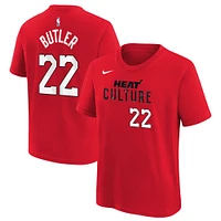 T-shirt Nike Jimmy Butler rouge pour jeune Miami Heat 2024/25 City Edition avec nom et numéro