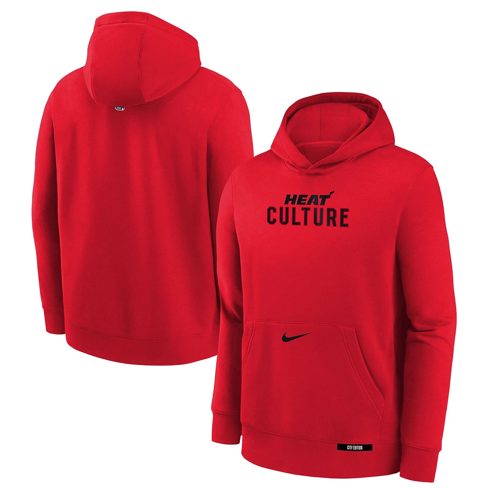 Sweat à capuche en polaire rouge Nike Miami Heat 2024/25 City Edition Club pour jeunes