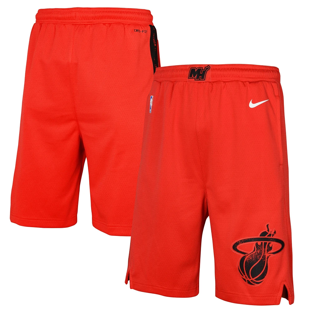 Short de performance Nike rouge Miami Heat 2024/25 City Edition Swingman pour jeune