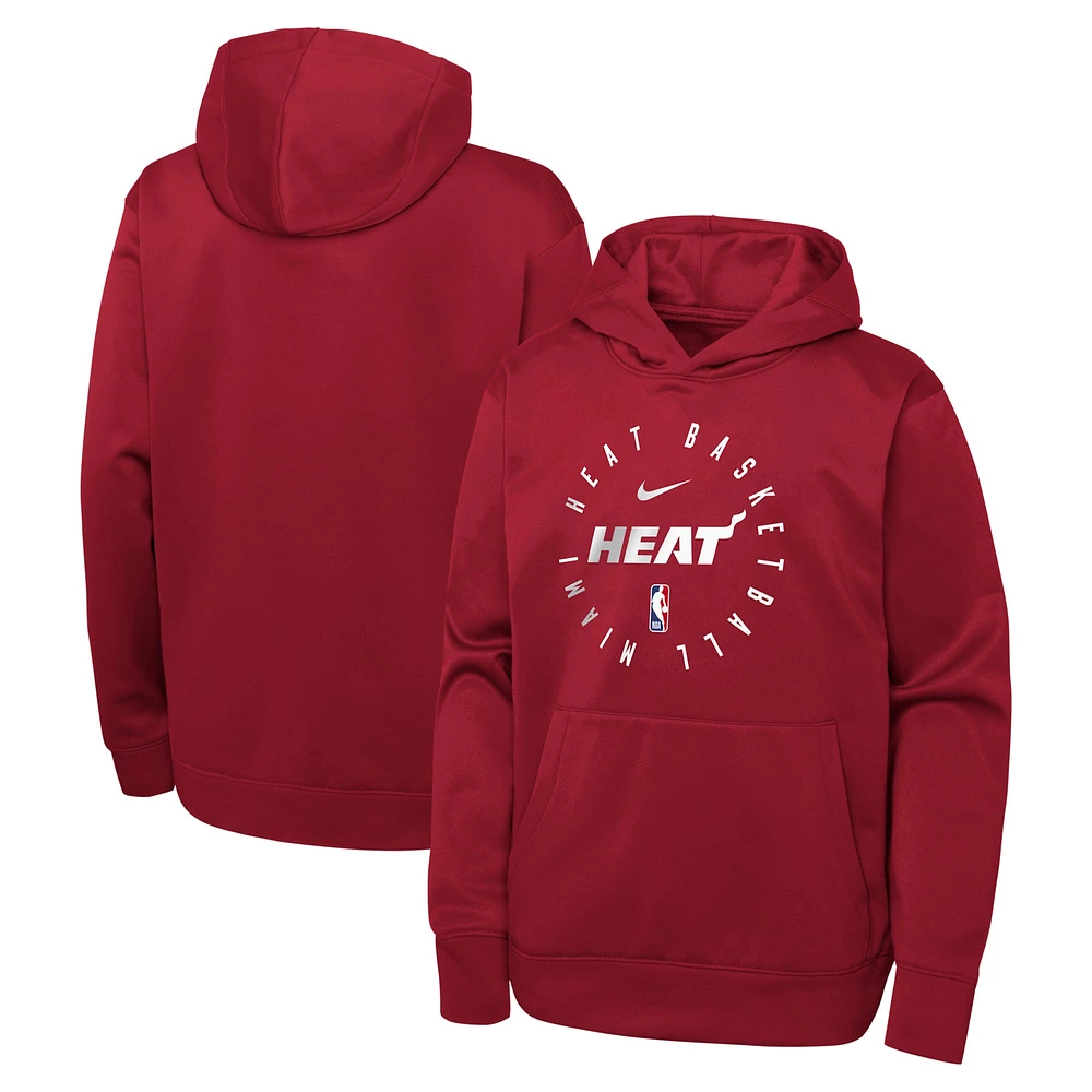 Youth Nike Red Miami Heat Performance Practice Spotlight Pullover Hoodie