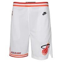 Youth Nike White Miami Heat Hardwood Classics Swingman Shorts