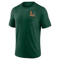T-shirt Fanatics Heather Green Miami Hurricanes Ideal Faded Tri-Blend