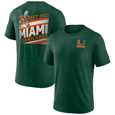 T-shirt Fanatics Heather Green Miami Hurricanes Ideal Faded Tri-Blend