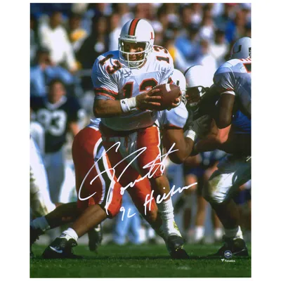 Marcus Allen USC Trojans Autographed 8 x 10 Cardinal Jersey Rushing  Photograph with Heisman 81 Inscription