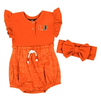 Ensemble body et bandeau deux pièces pour nouveau-né bébé fille Colosseum Orange Miami Hurricanes