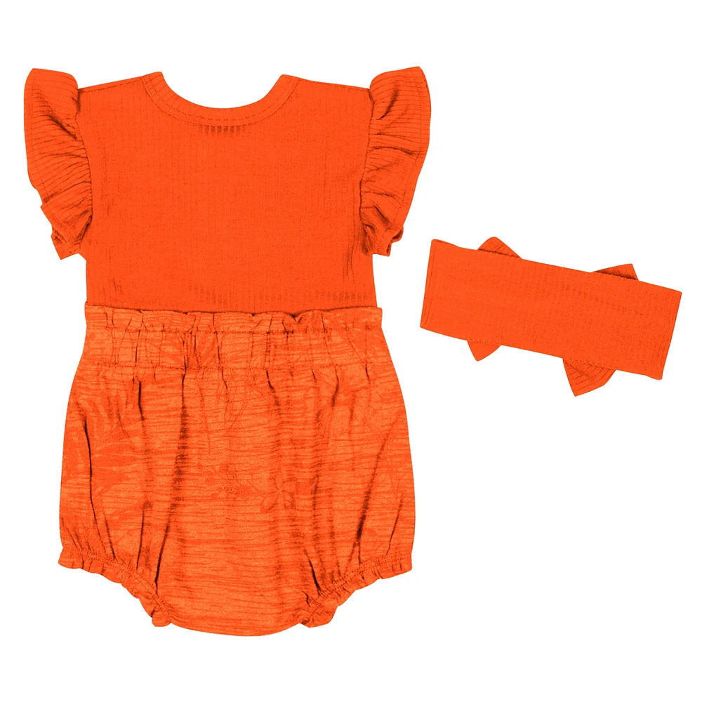 Ensemble body et bandeau deux pièces pour nouveau-né bébé fille Colosseum Orange Miami Hurricanes
