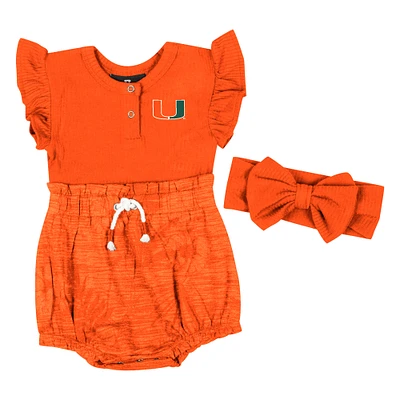 Ensemble body et bandeau deux pièces pour nouveau-né bébé fille Colosseum Orange Miami Hurricanes