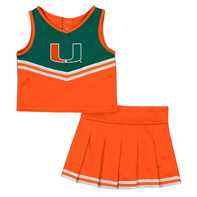 Ensemble haut et jupe de cheerleading pour filles Colosseum Orange Miami Hurricanes Time For Recess